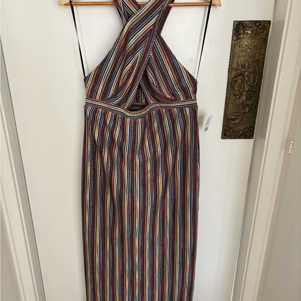 Striped Multicolor Halter Dress